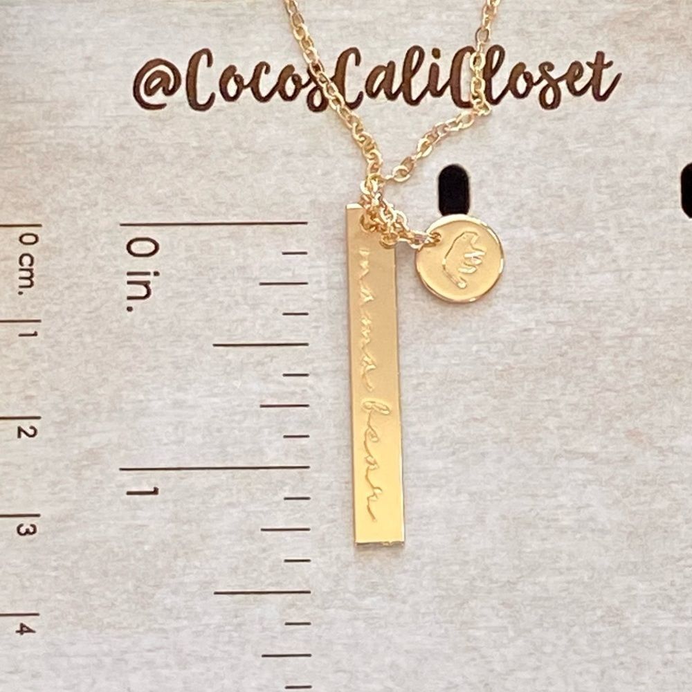 Mama Bear Dainty Two Charm Stamped Gold Charm Necklace NWT - Picture 8 of 10